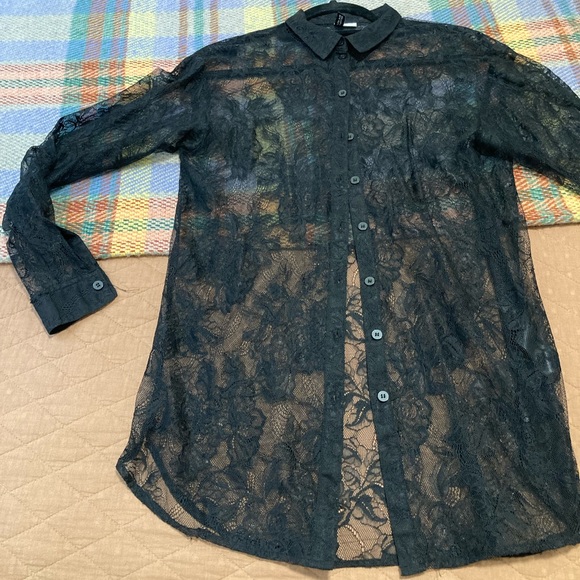 Black Lace H&M Button-Down - Picture 2 of 4